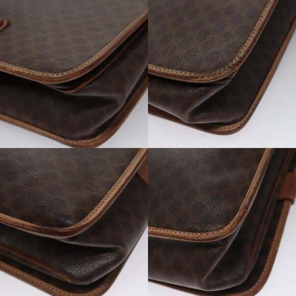 CELINE Macadam Canvas Shoulder Bag Pvc Leather Brown Gold - Picture 10 of 12